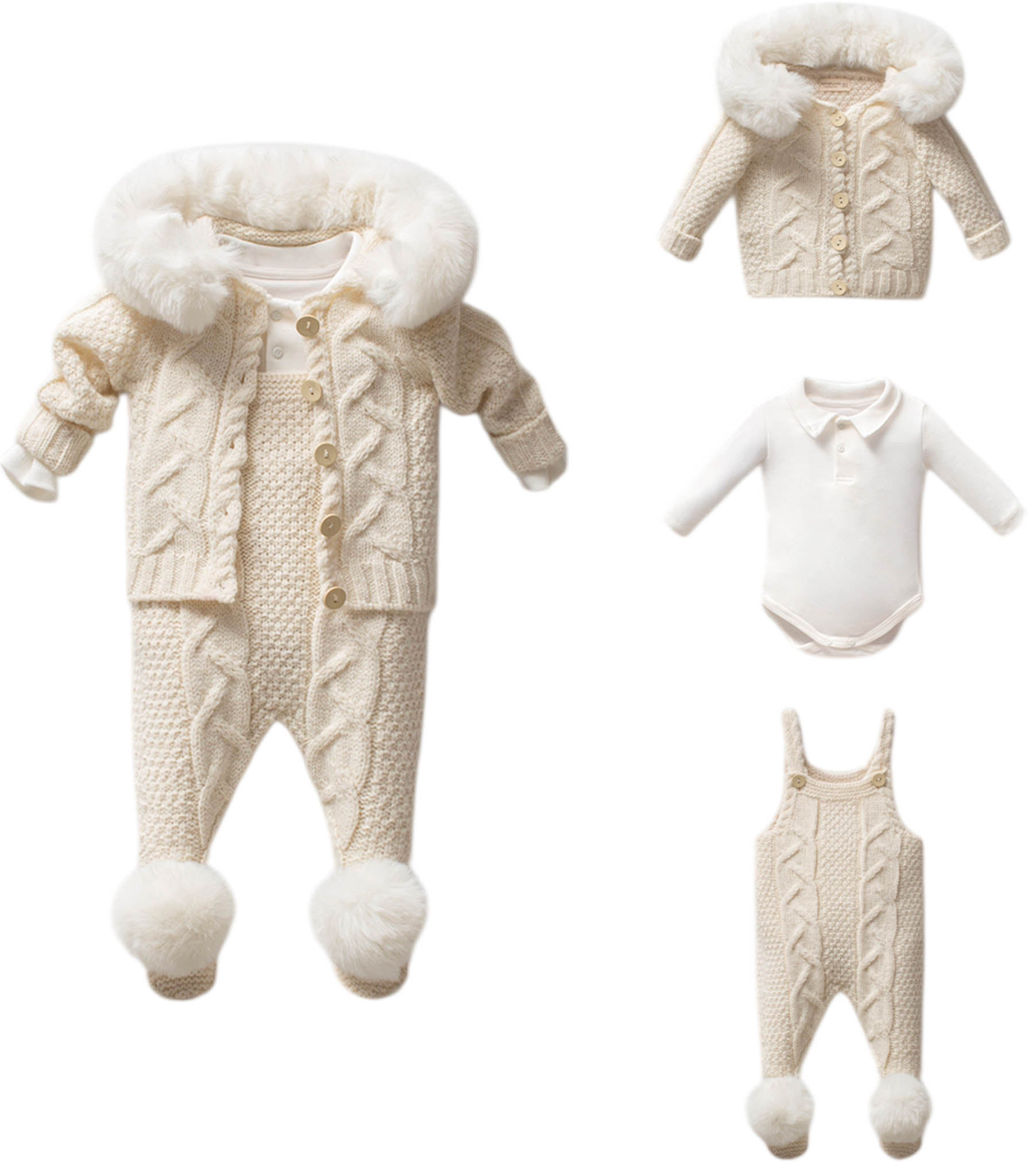 Set sweater+body+overalls