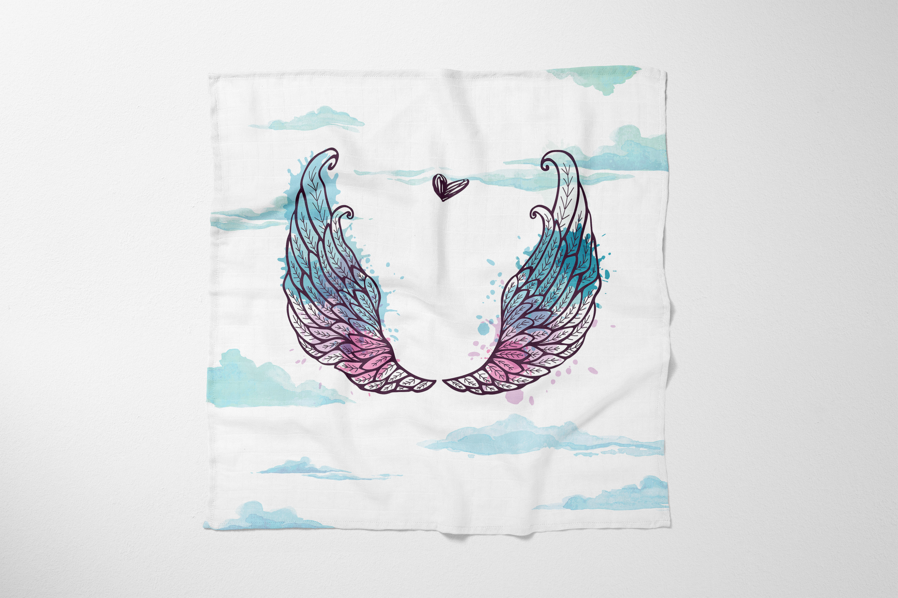 Muslin blanket. Print: Wings