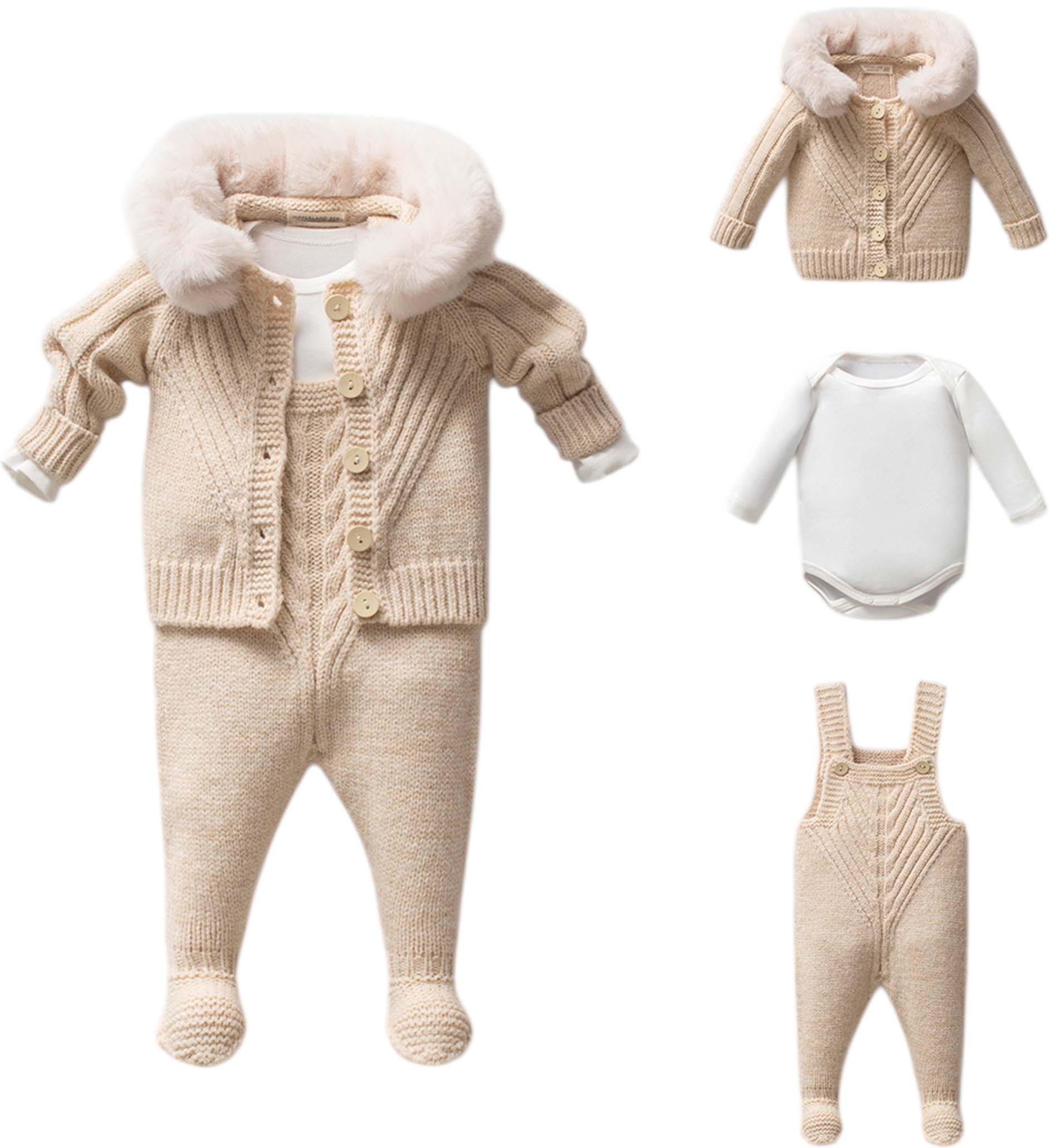 Set sweater+body+overalls