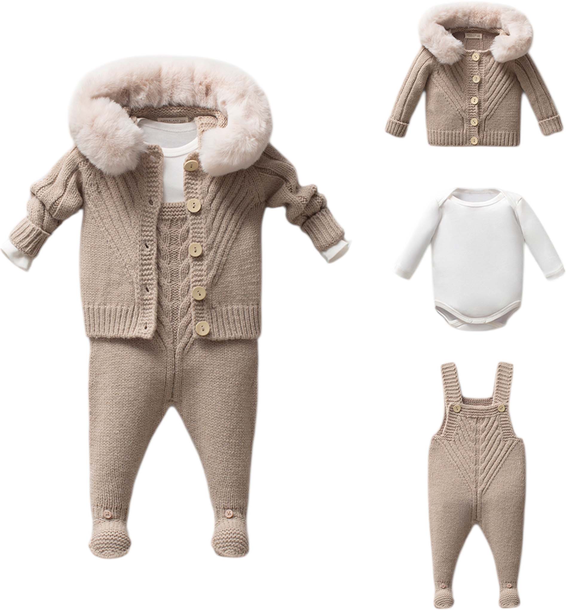 Set sweater+body+overalls