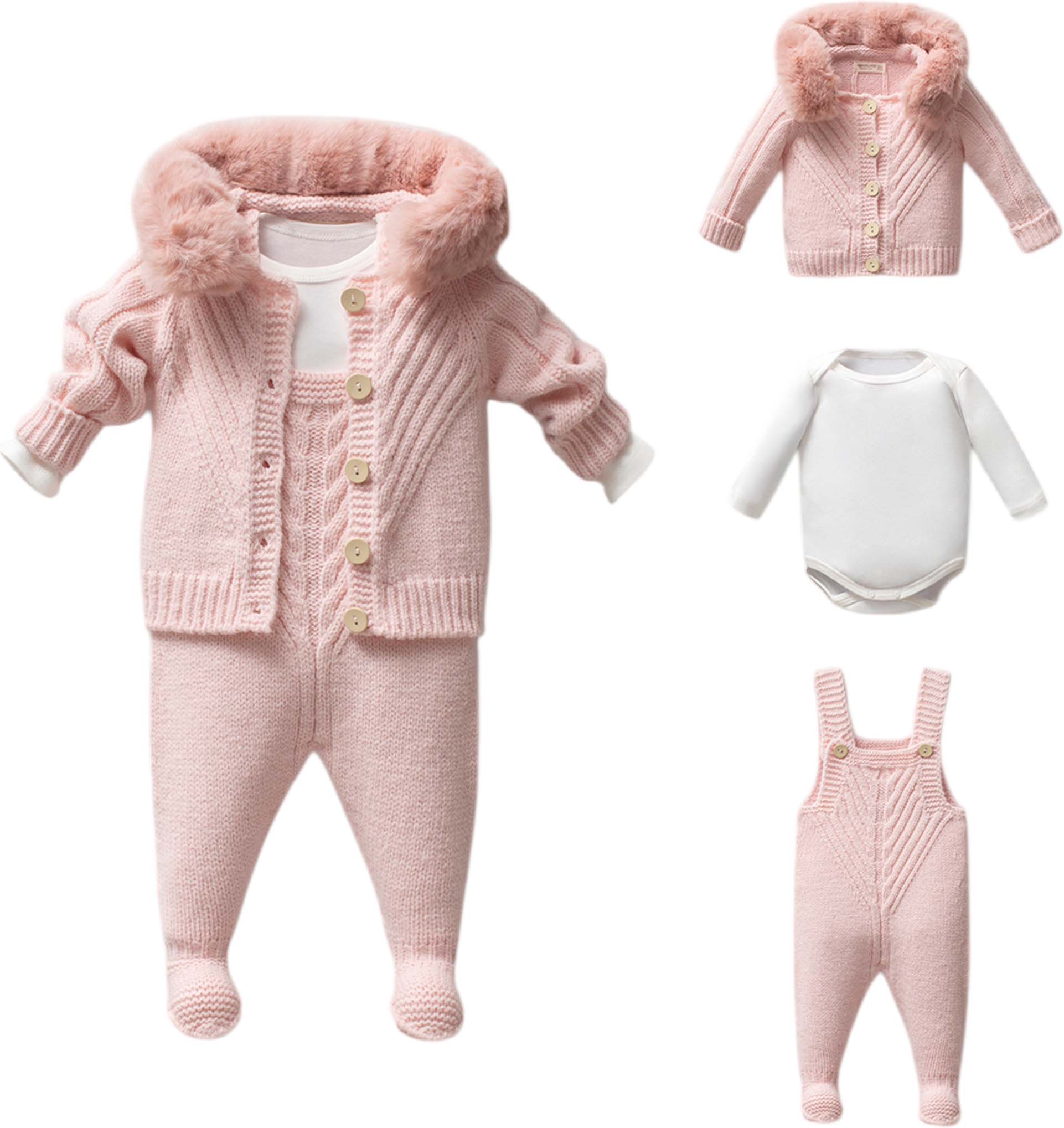 Set sweater+body+overalls