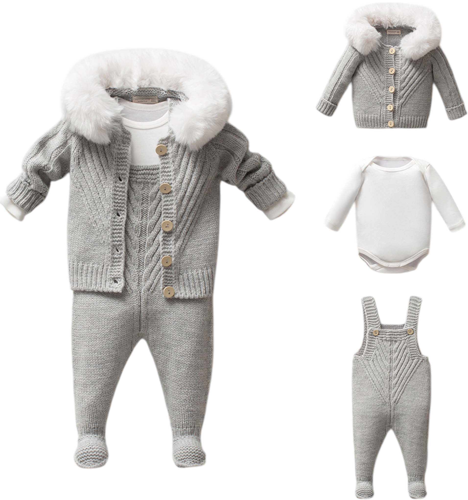 Set sweater+body+overalls
