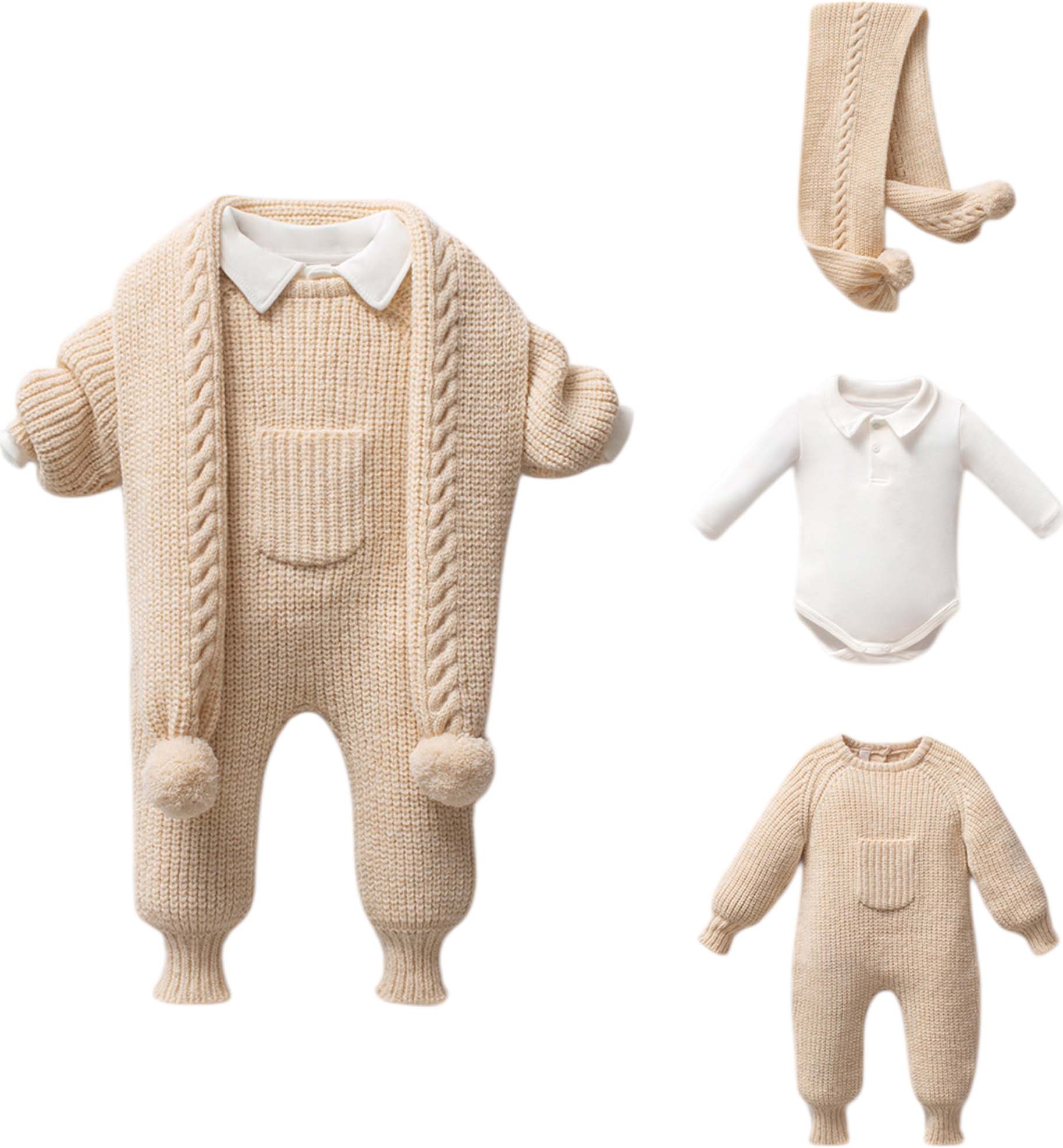 Set overalls+body+scarf