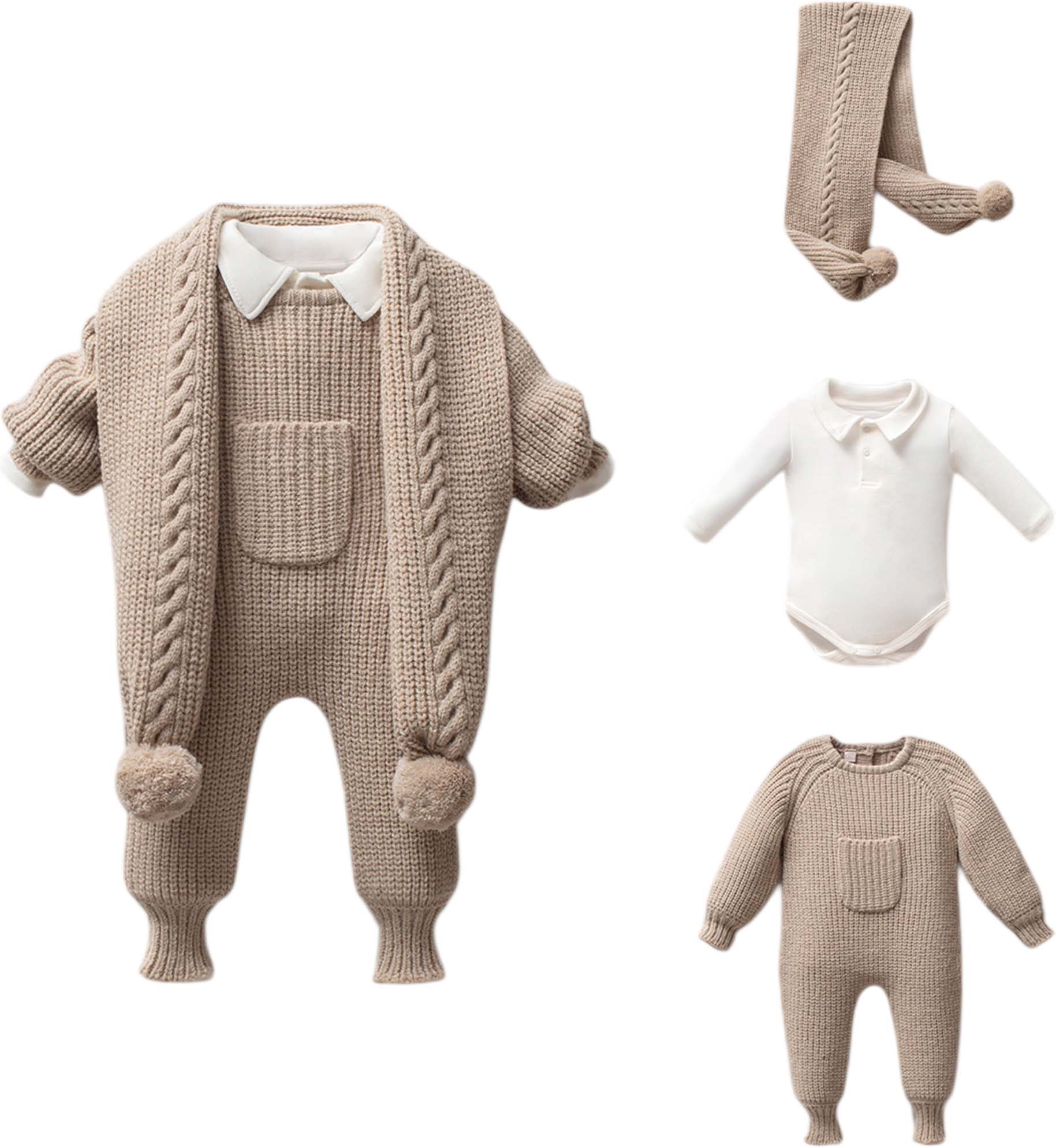Set overalls+body+scarf