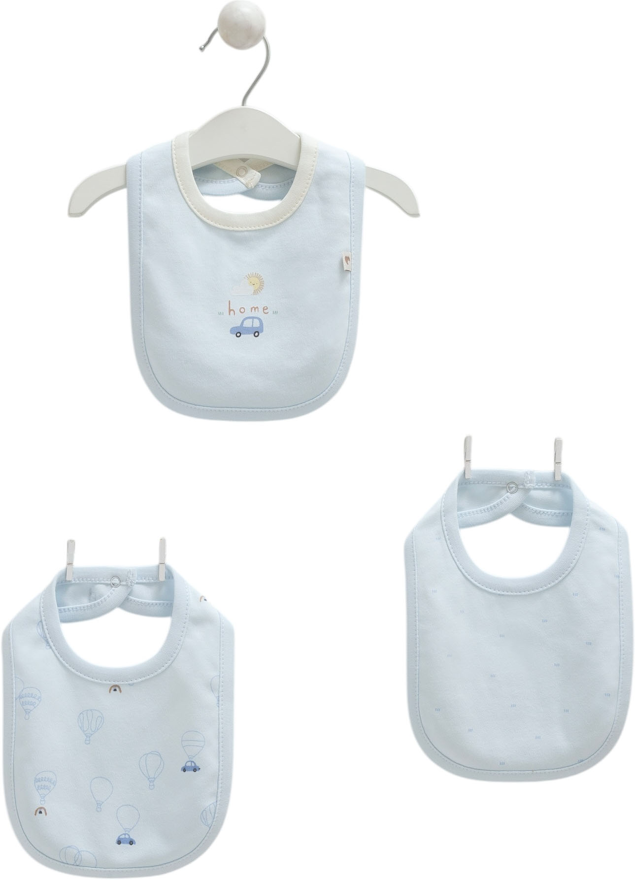 Bibs set 3pcs (pack of 4 sets), series FLYING CARS. (Ready)