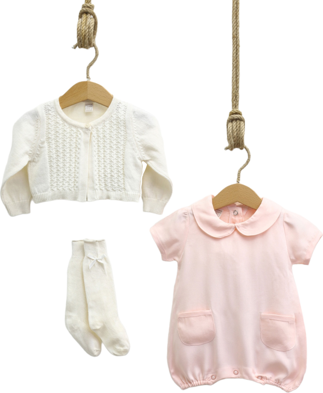 Set overalls+bolero+socks. Fine knitwear