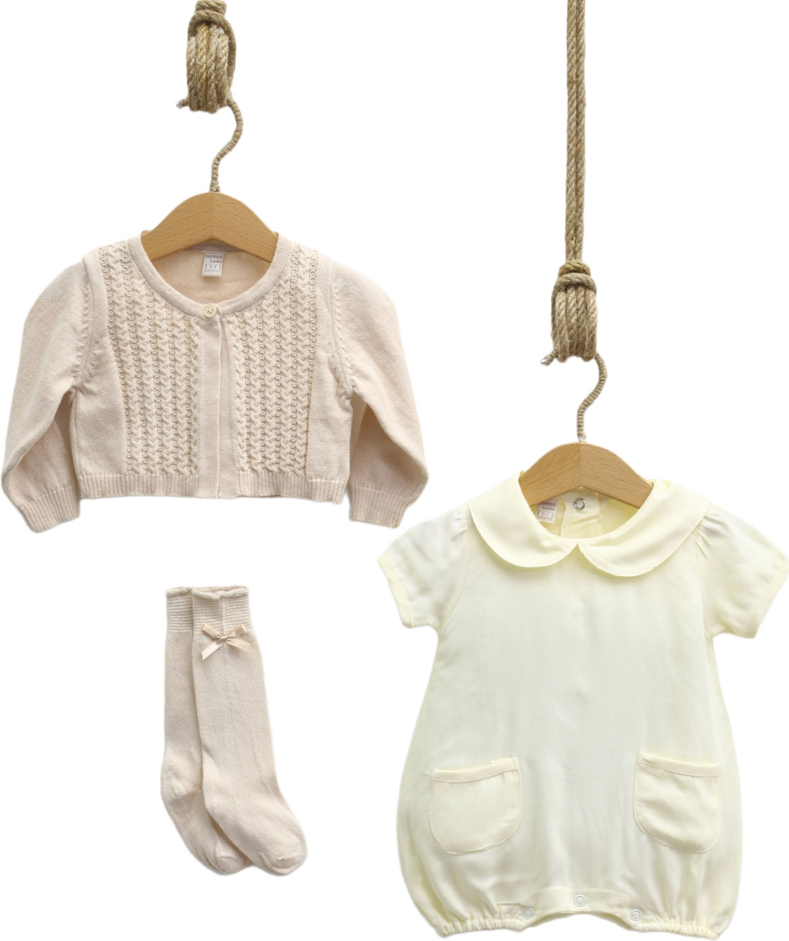 Set overalls+bolero+socks. Fine knitwear