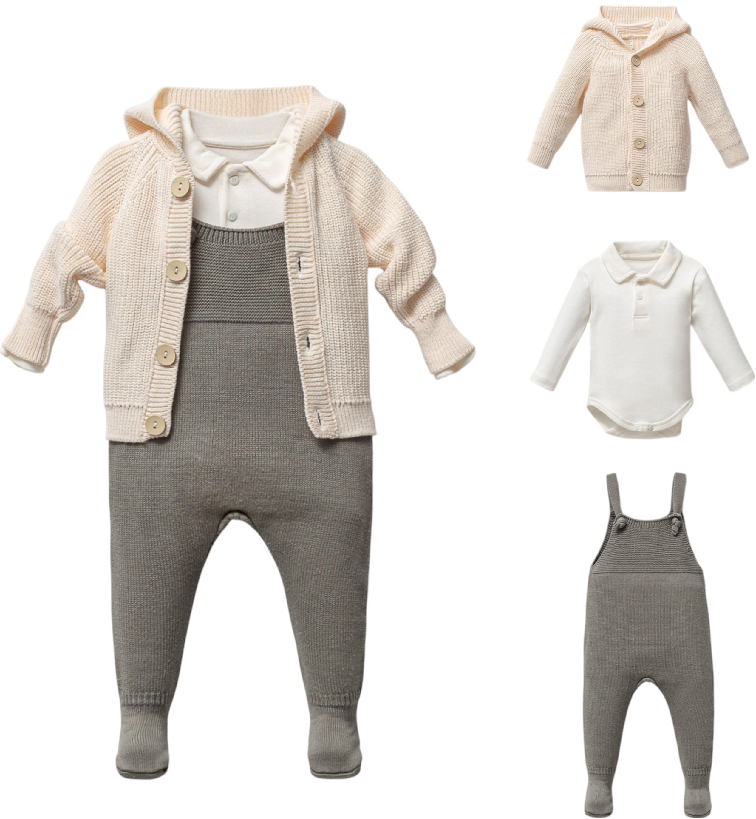 Set overalls+sweater+body