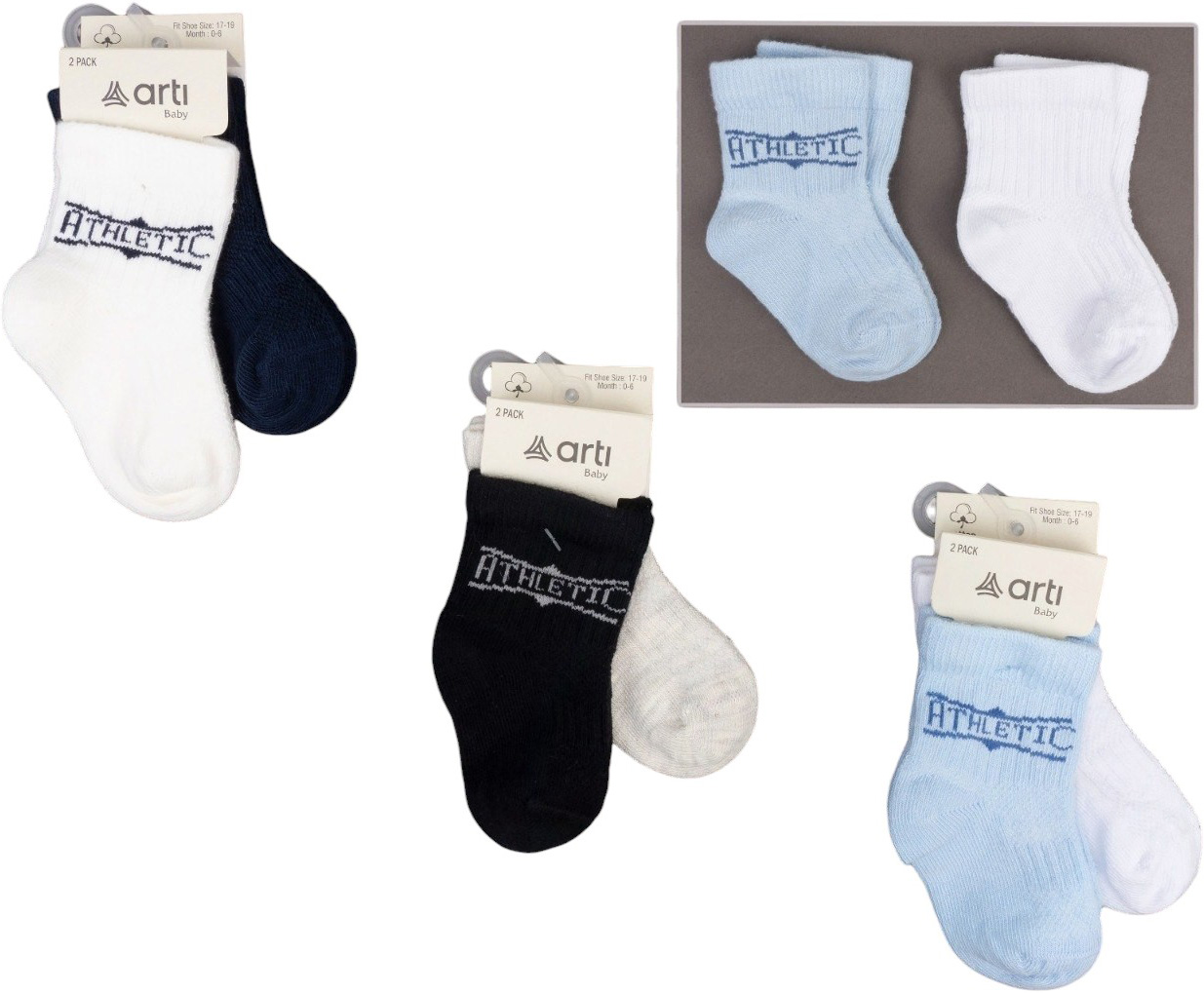 Socks cotton set 2 pairs (pack of 6 sets) Domino