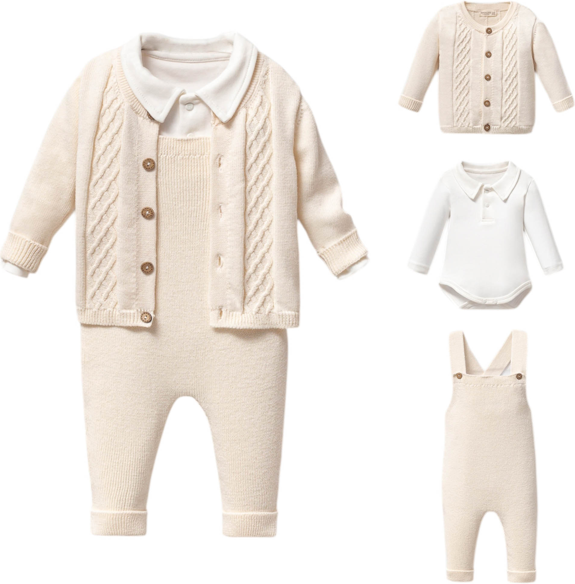 Set sweater+body+overalls