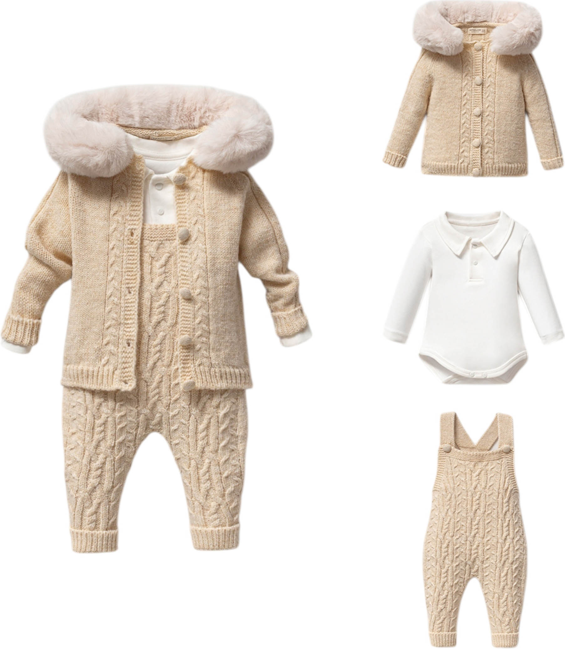 Set sweater+body+overalls