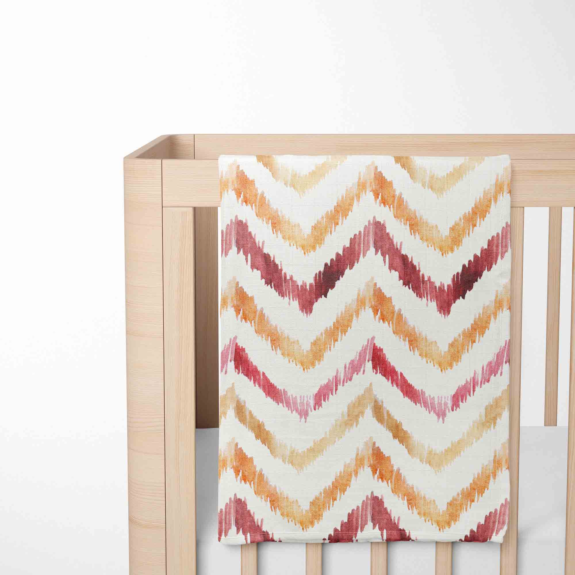 Muslin blanket. Print: Red Zig Zag