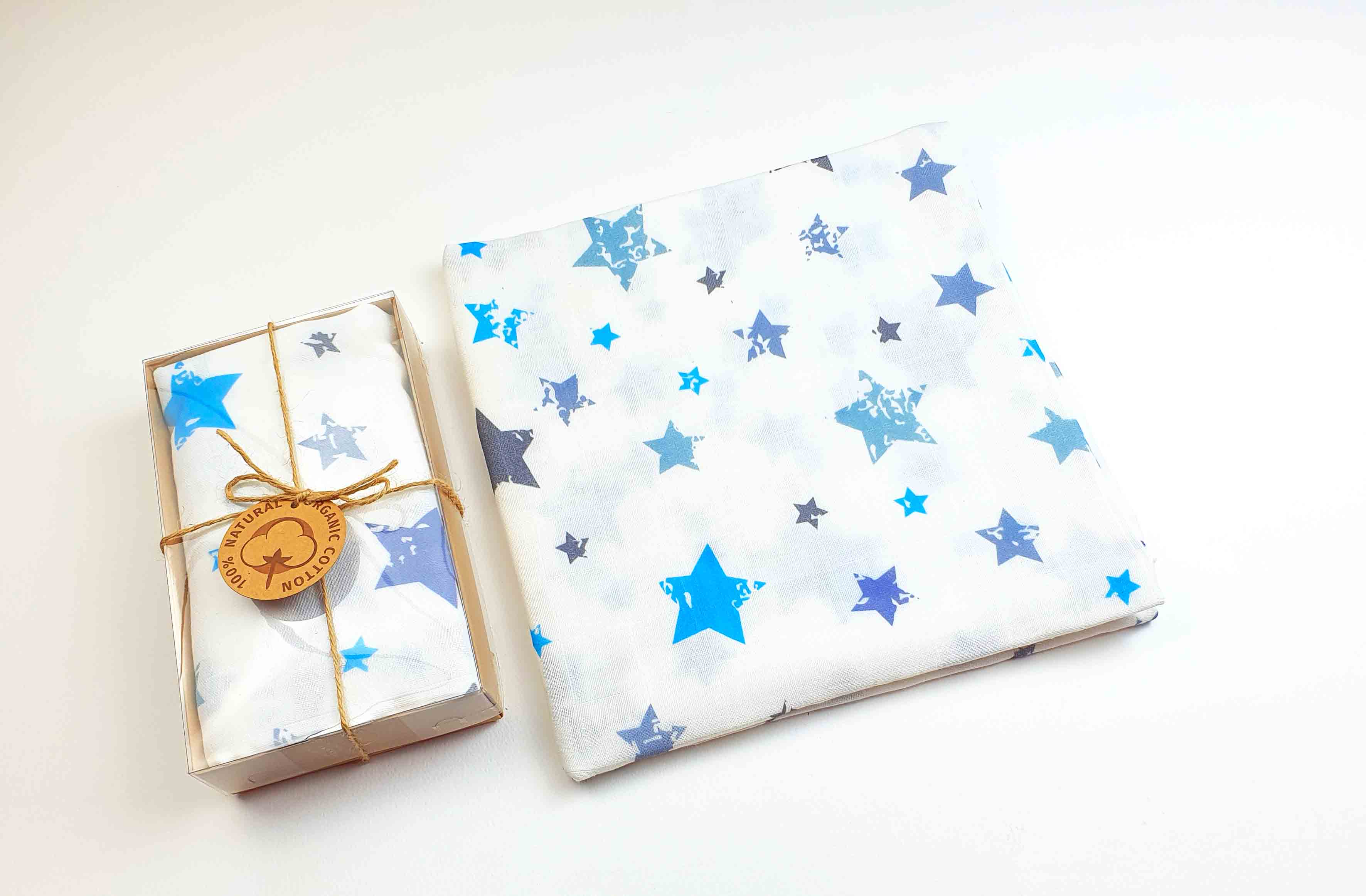 Muslin blanket. Print: Stars.