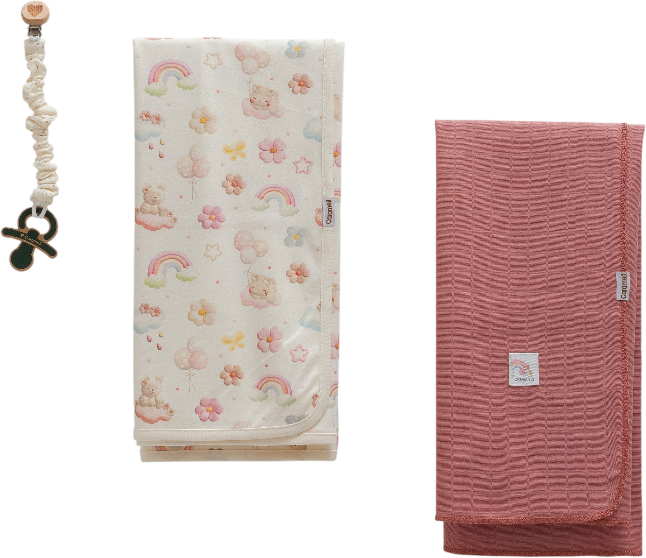 Set blanket+blanket pacifier holder, series BASIC