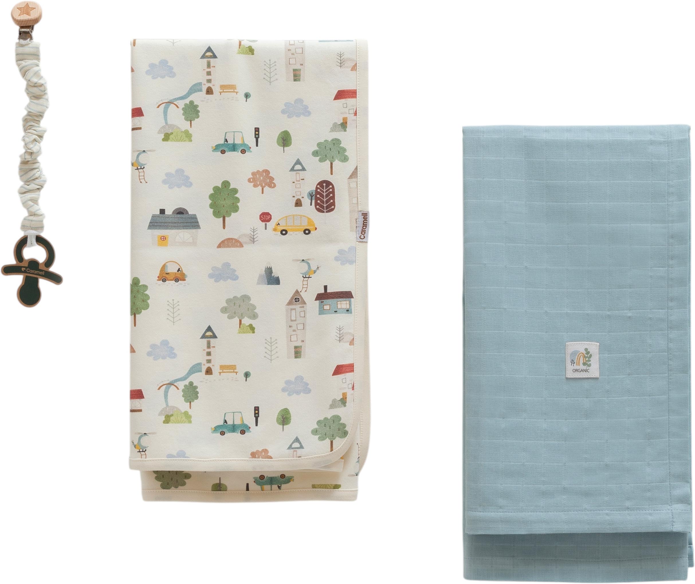 Set blanket+blanket pacifier holder, series BASIC