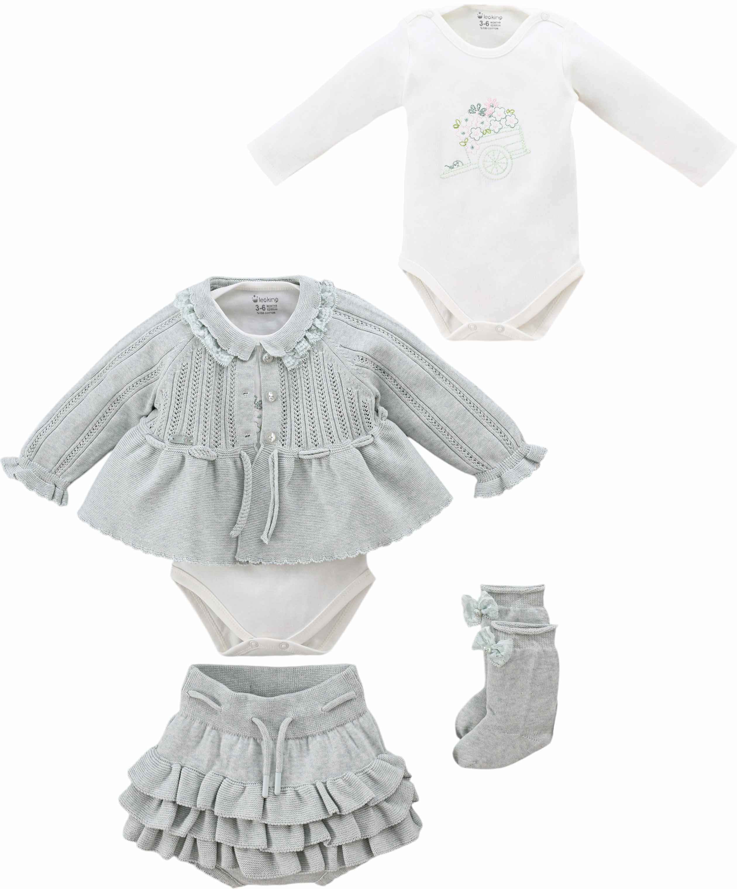 Set: Sweatshirt + Bodysuit + Shorts + Knee-High Socks