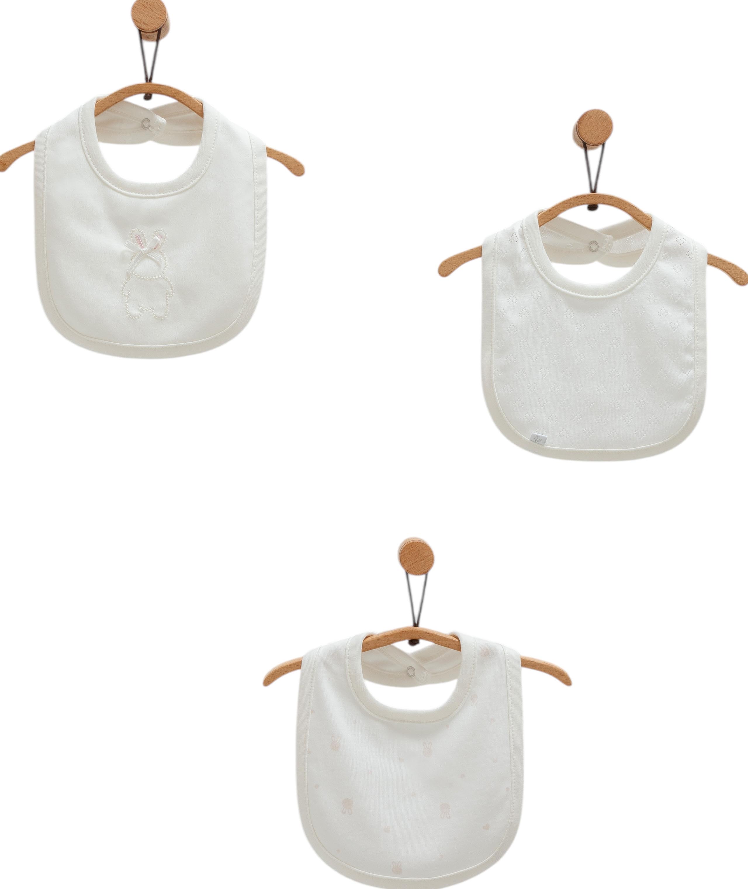 Bibs set 3pcs (pack of 4 sets), series CUTE RABBIT