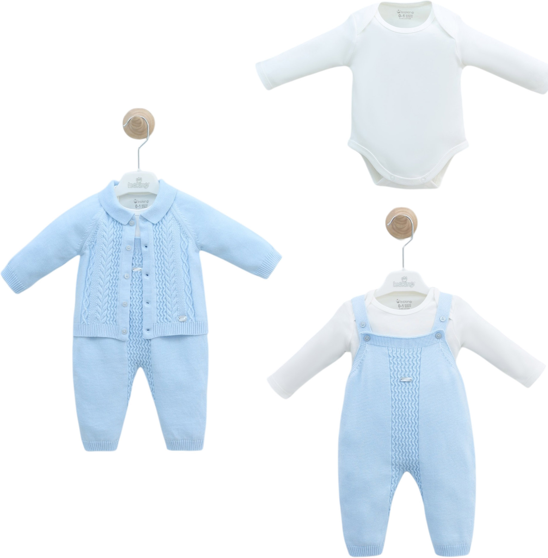 Set sweater+body+overalls