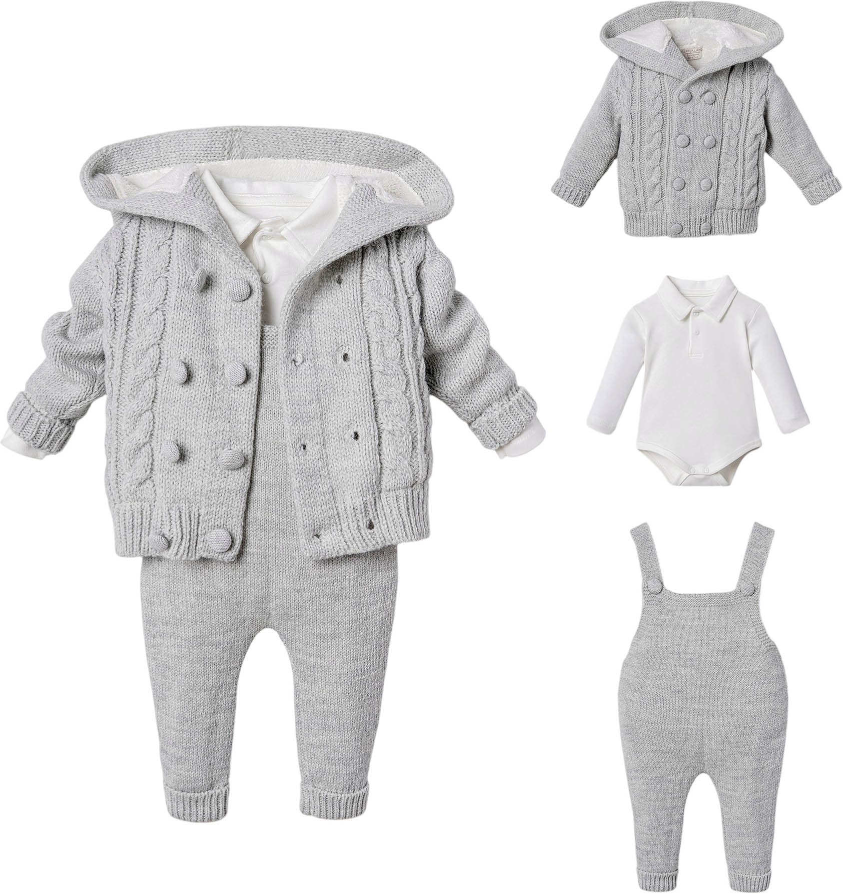 Set sweater+body+overalls