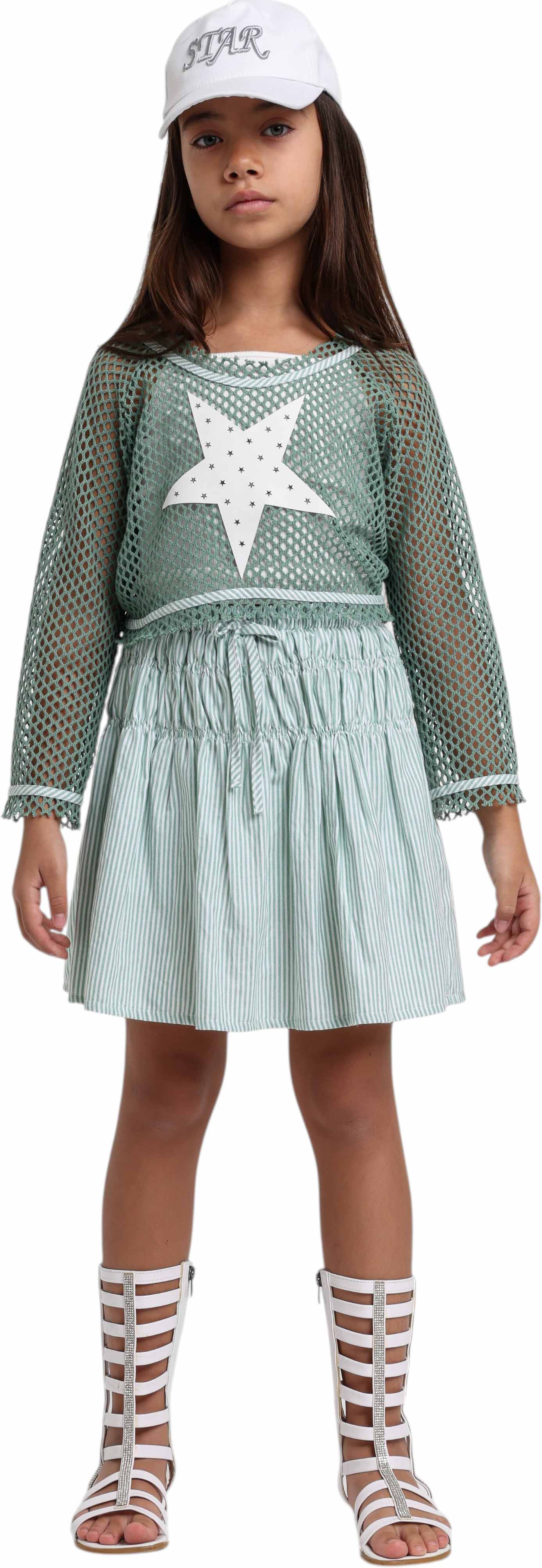 Set blouse+tank top+skirt-shorts