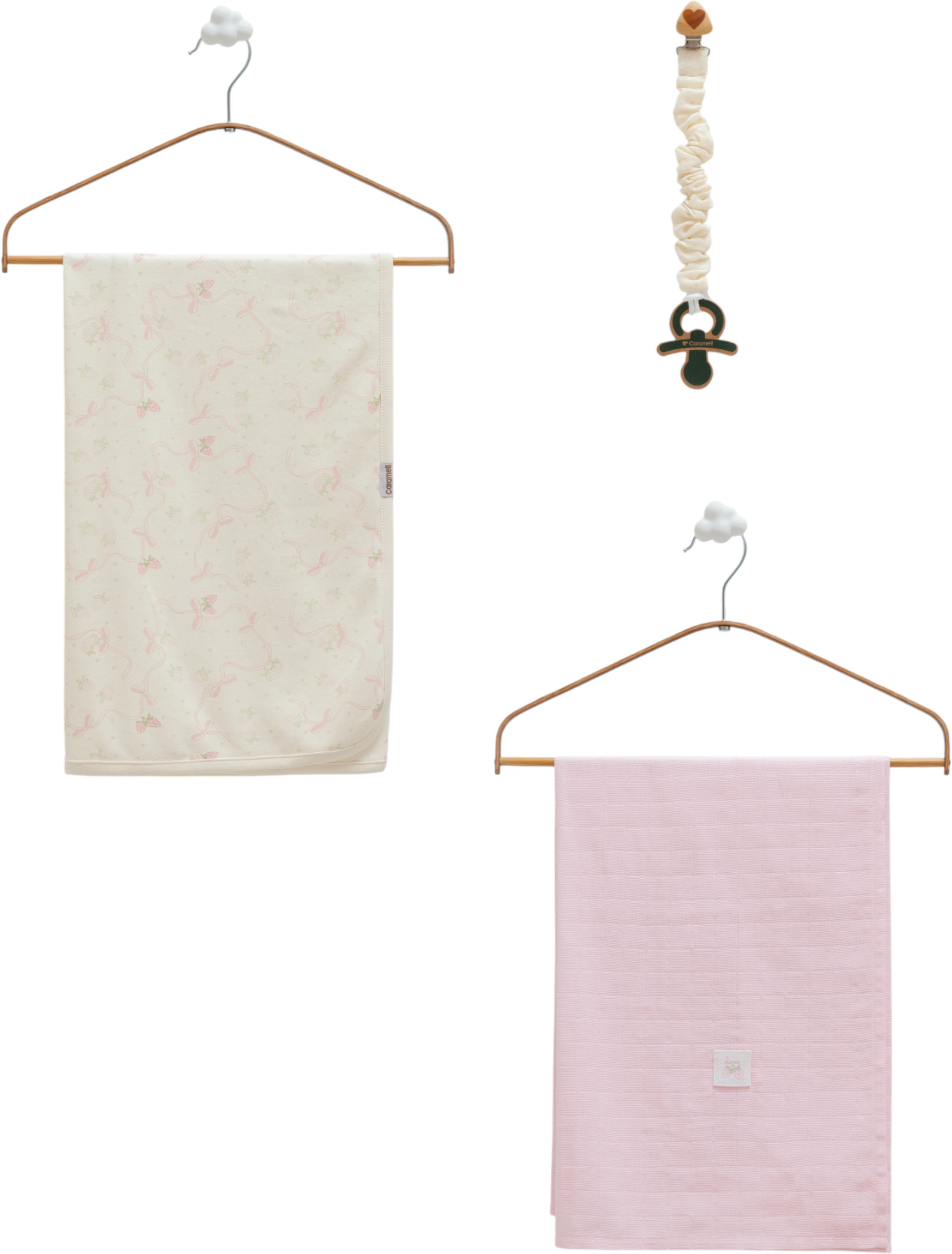 Set blanket + muslin blanket + pacifier holder, series BASIC 